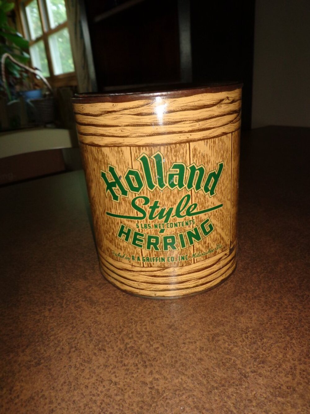 Vintage Holland Style HERRING 5 LBS. NET CONTENTS (GALLON) CAN w/Lid